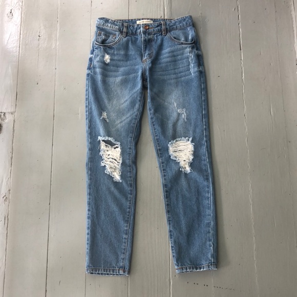 girls distressed boyfriend jeans